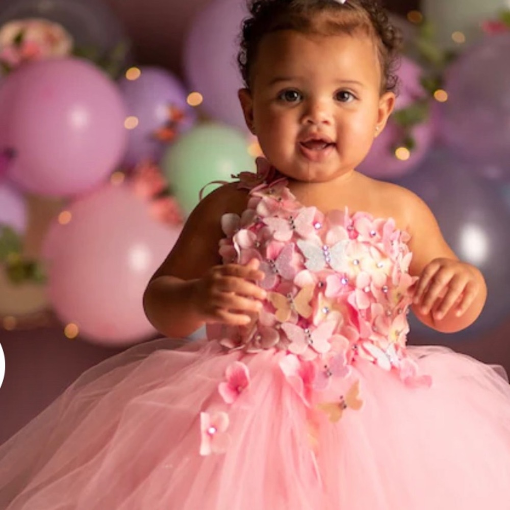 Pink Butterfly Tutu Birthday Dress